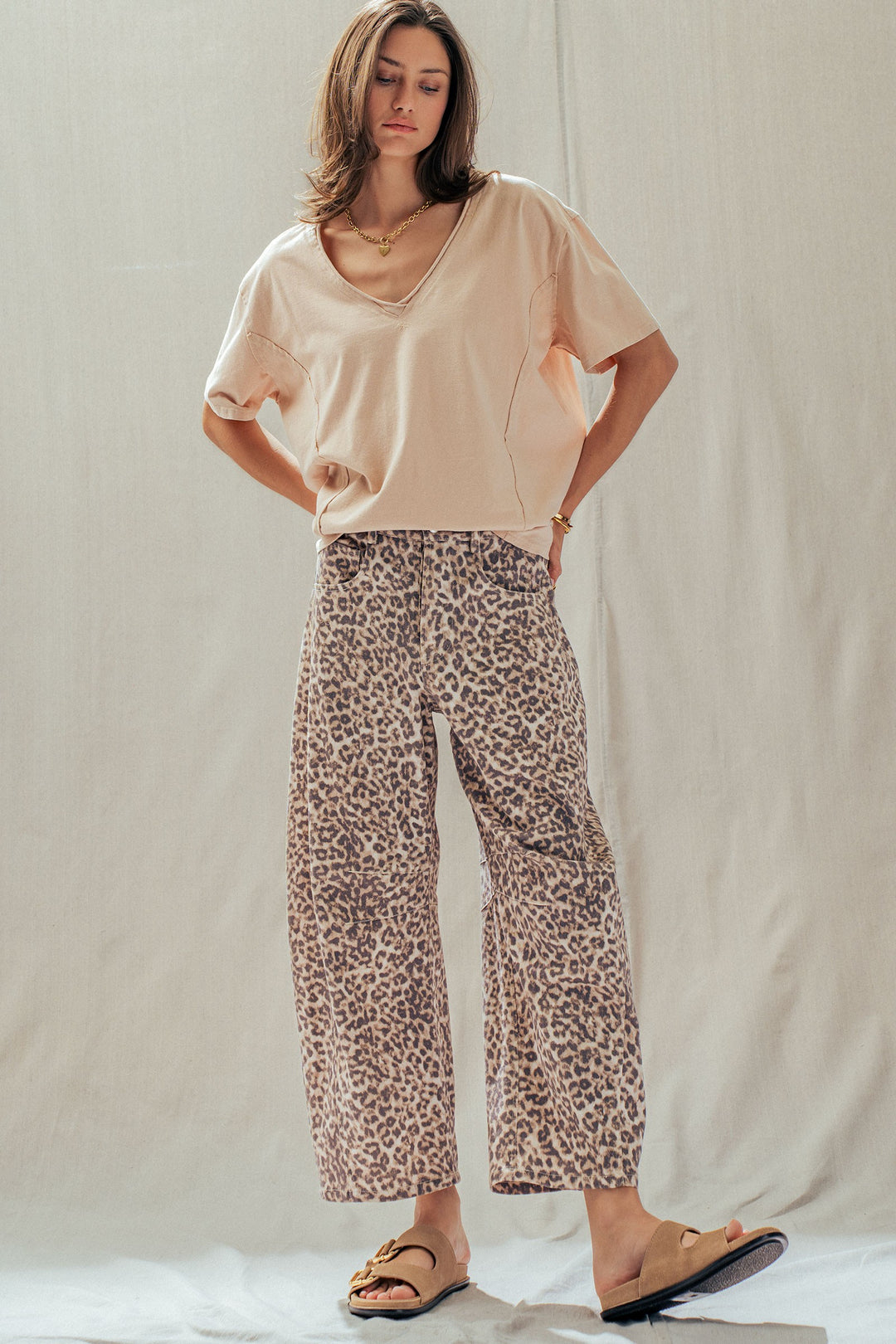 leopard print wide leg camo pants - leopard (additional view)