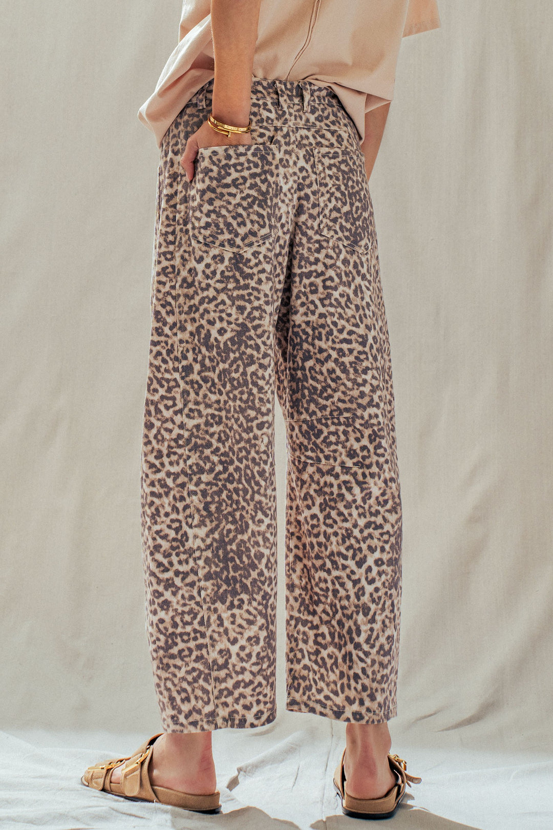 leopard print wide leg camo pants - leopard (additional view)