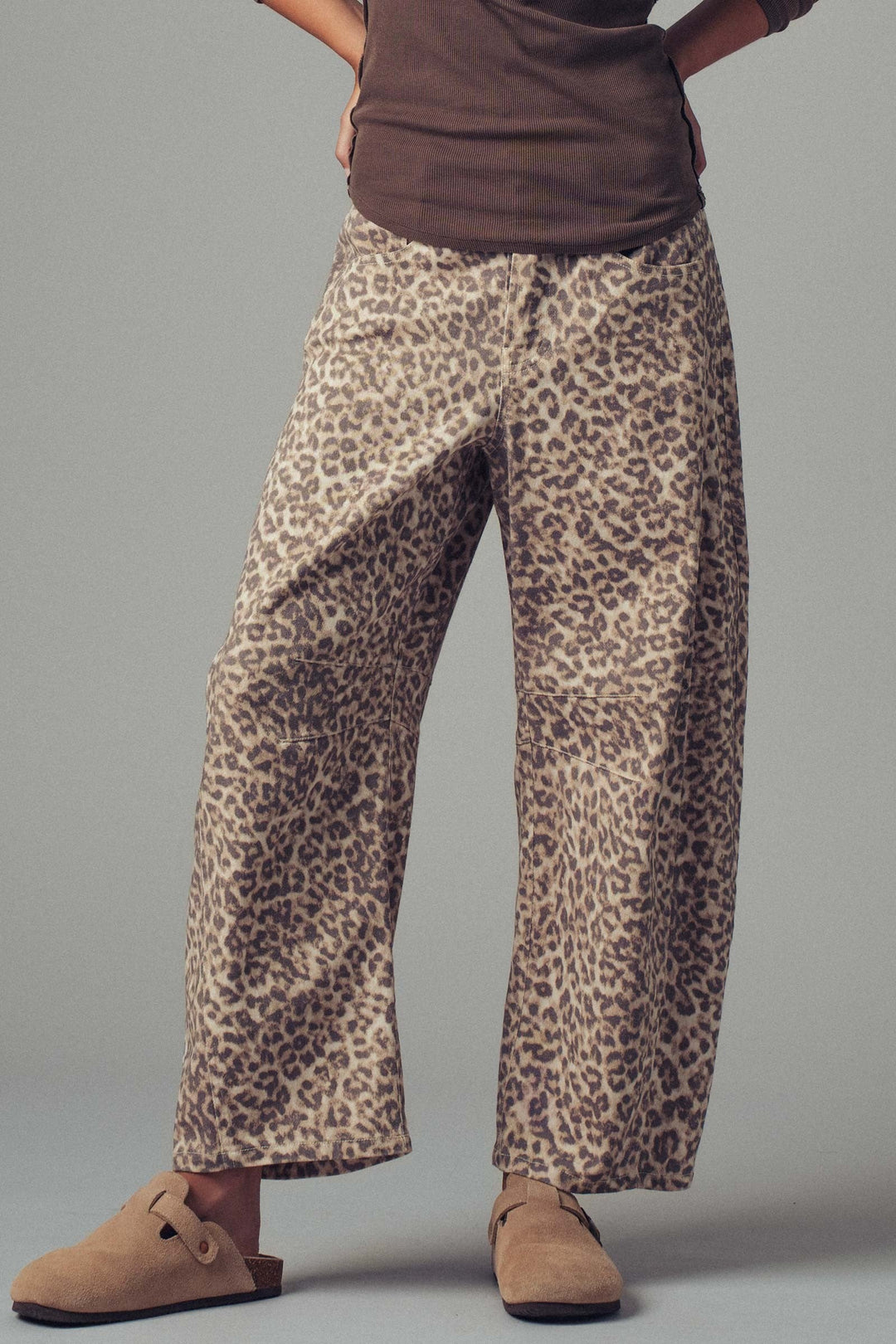 C Leopard Print Wide Leg Camo Pants