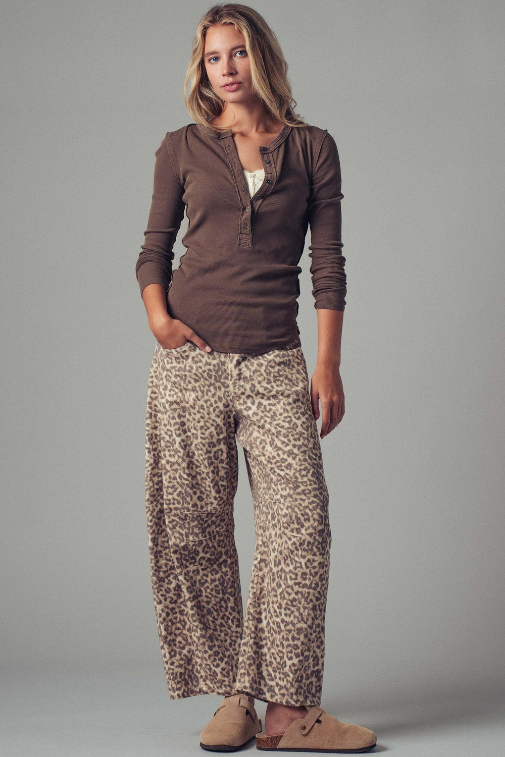 C Leopard Print Wide Leg Camo Pants, additional view