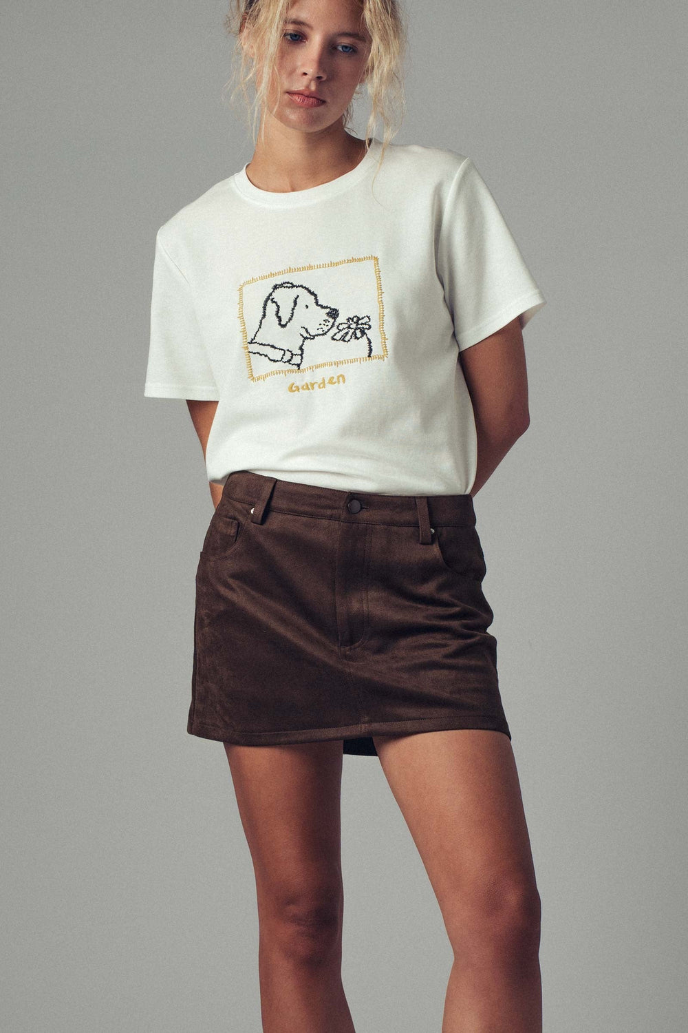 Suede Mini Skirt With Built In Shorts, additional view