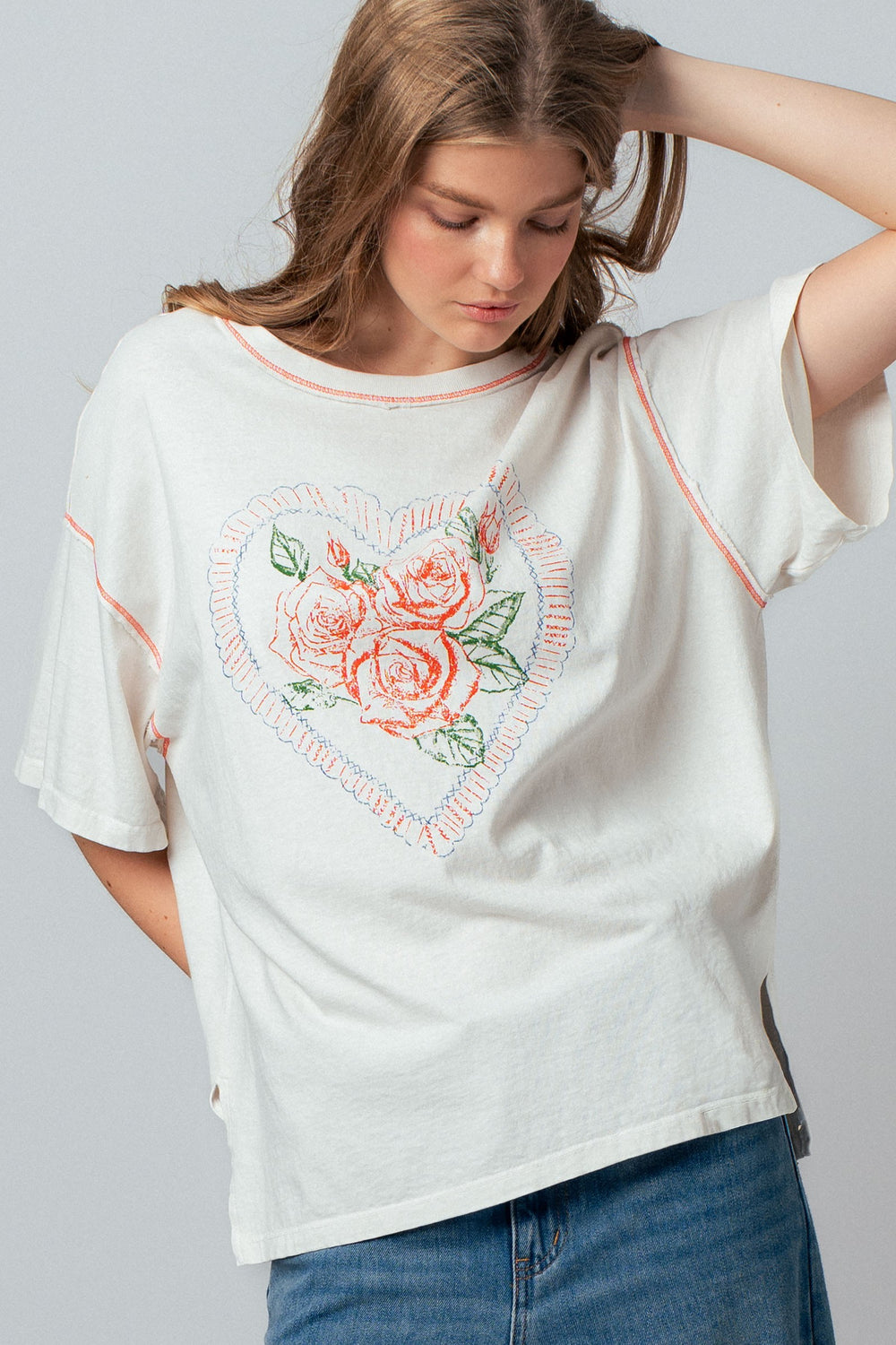 hearted flower bed graphic tee - ivory (additional view)