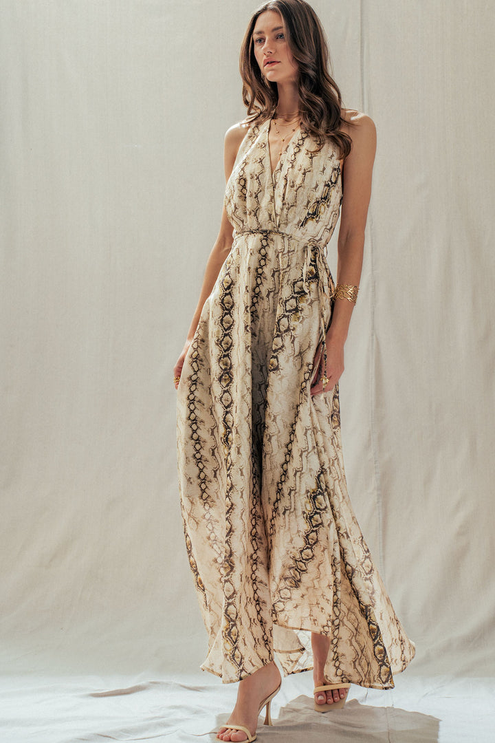 boho snakeskin halter maxi dress - multi (additional view)