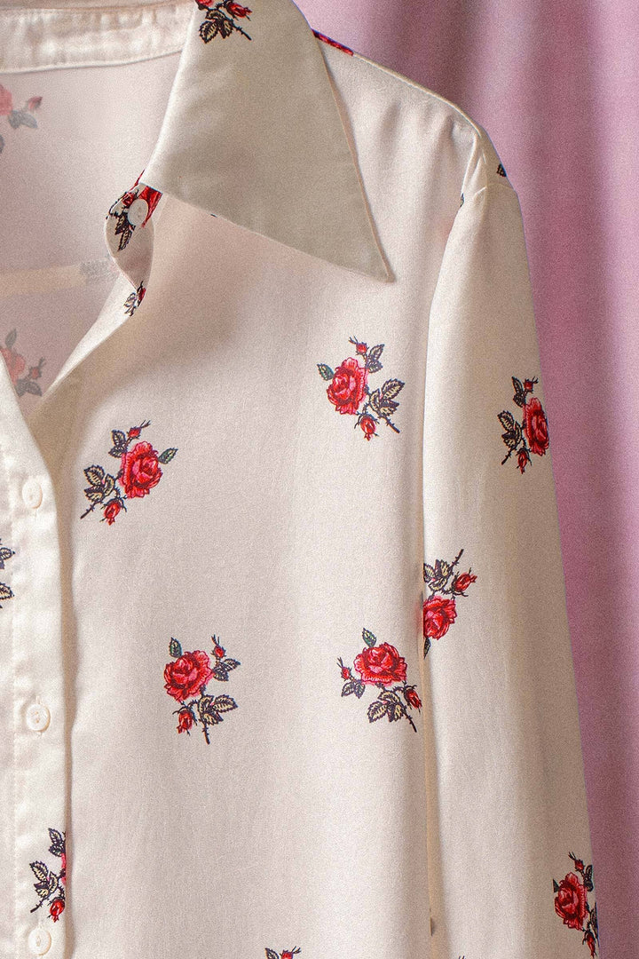 rosebud satin button down shirt - white (additional view)