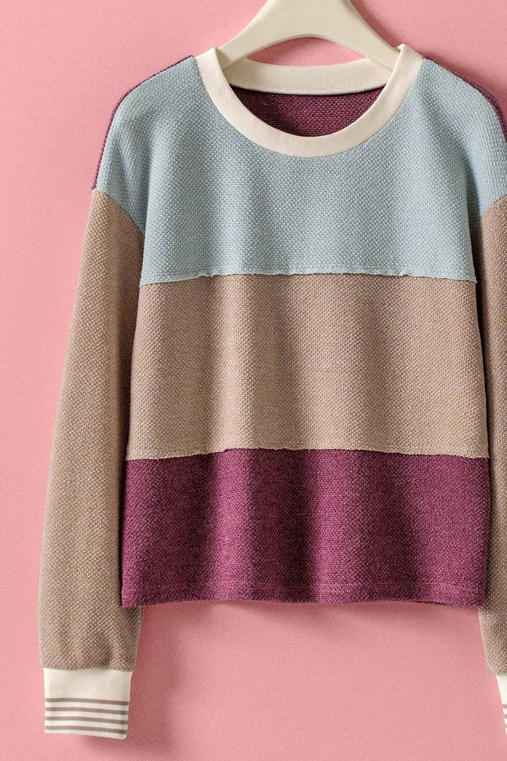 colorblock knit pullover - mint purple (additional view)