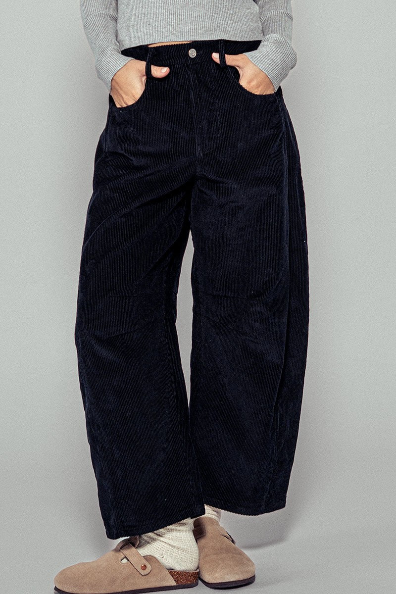 corduroy barrel jeans - black (additional view)