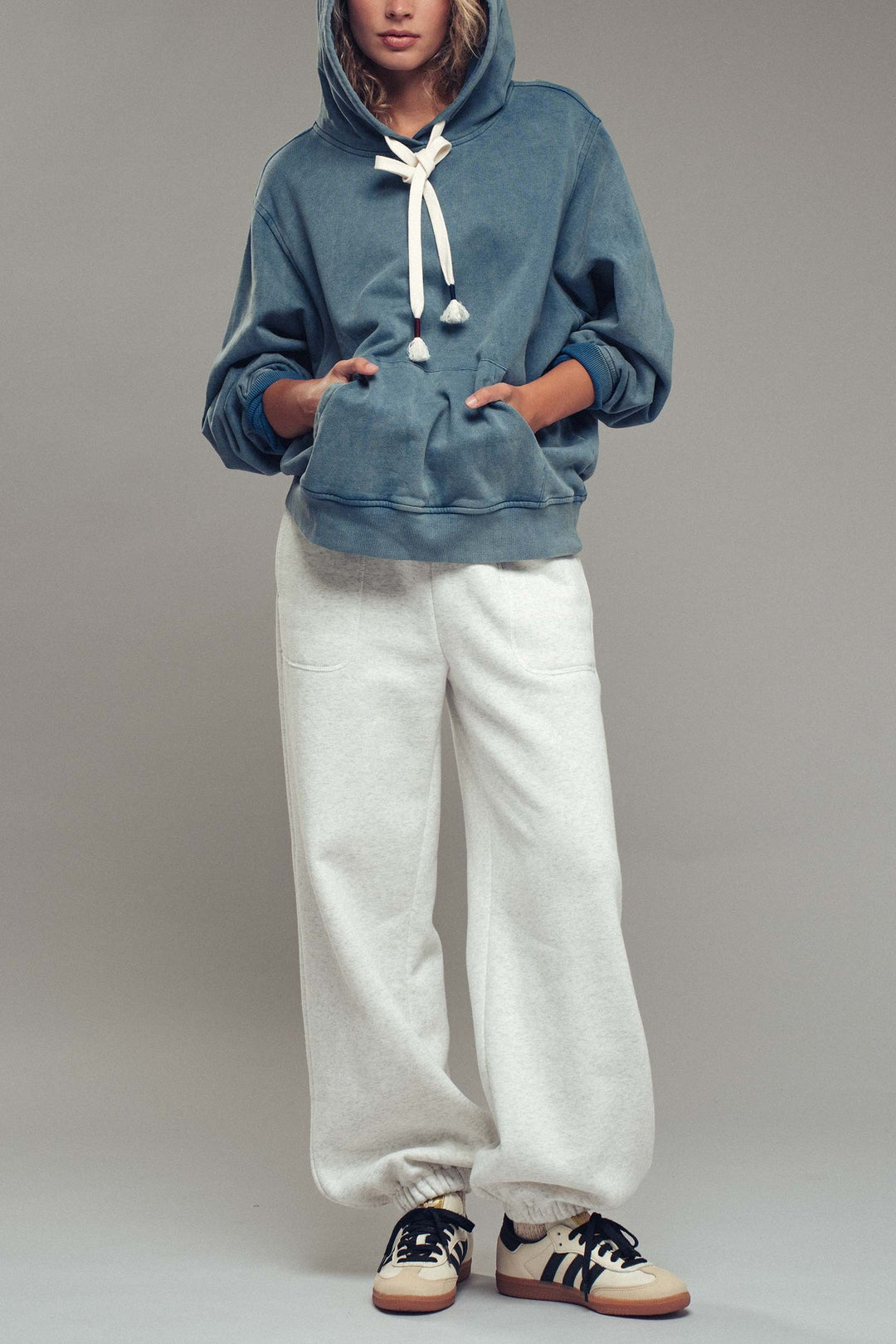 0730-6960 | Pantalones deportivos de algodón con cordón elástico - Corte holgado