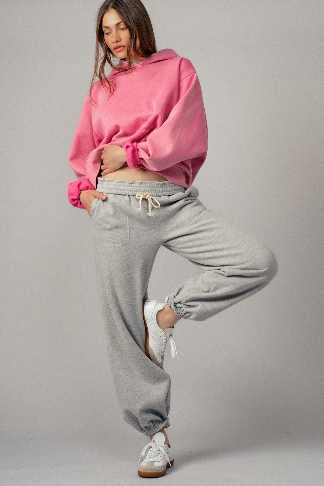 0730-6960 | Pantalones deportivos de algodón con cordón elástico - Corte holgado