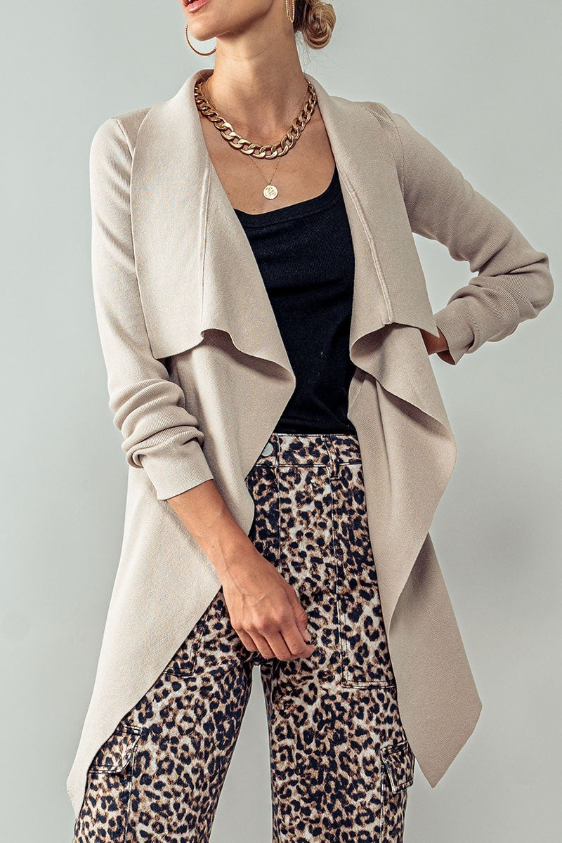 luxe zimmer tie waist cardigan - taupe (additional view)