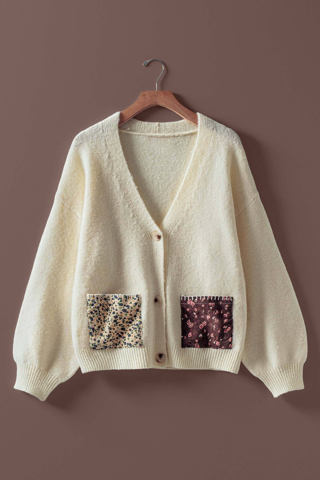 patch pocket knit cardigan - ivory