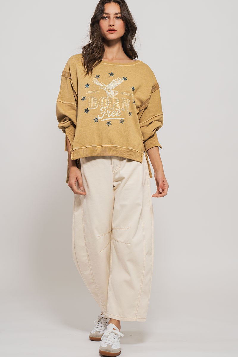 Vintage Western Born Free Boho Casual Top