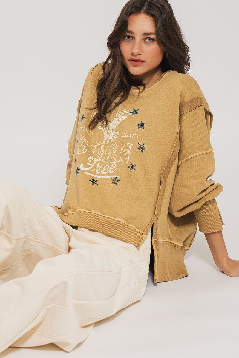 Vintage Western Born Free Boho Casual Top