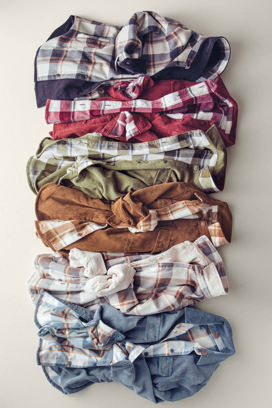 Corduroy and Plaid Flannel Shacket w/Chest Pockets | wholesale outerwear | Trend Notes
