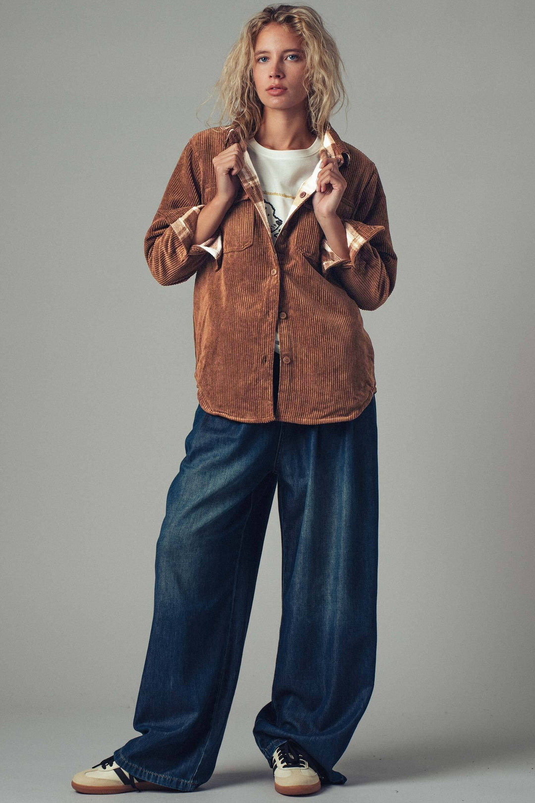 Corduroy and Plaid Flannel Shacket w/Chest Pockets | wholesale outerwear | Trend Notes