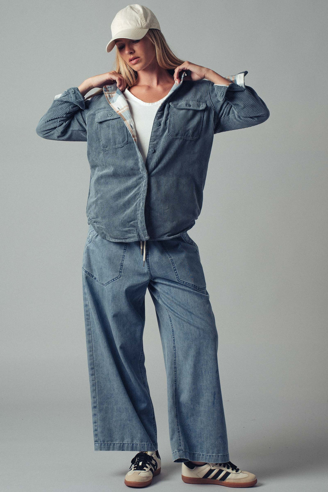 Corduroy and Plaid Flannel Shacket w/Chest Pockets | wholesale outerwear | Trend Notes