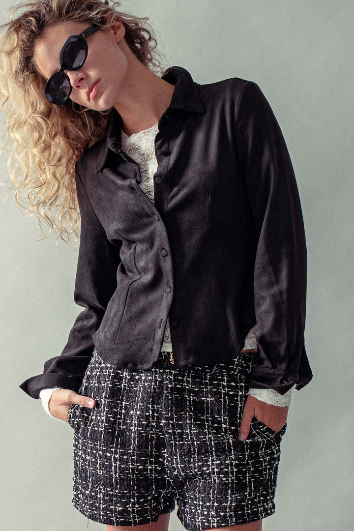 Faux Suede Button Up Shirt, additional view