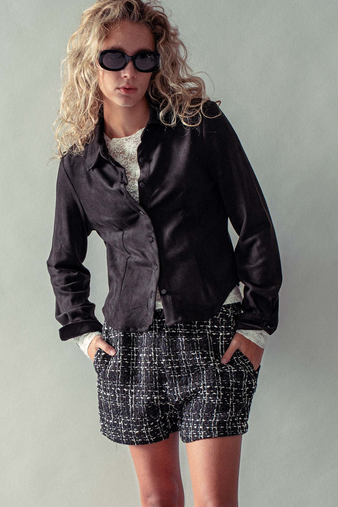 Faux Suede Button Up Shirt, additional view