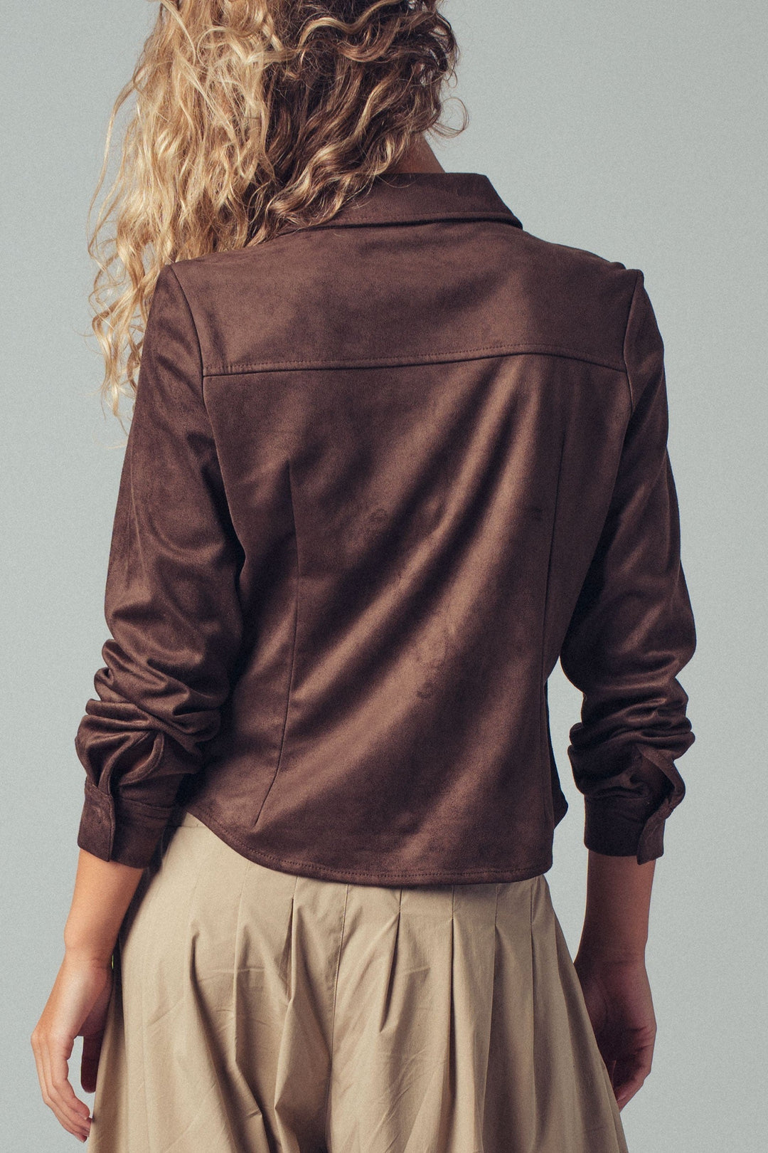Faux Suede Button Up Shirt, additional view