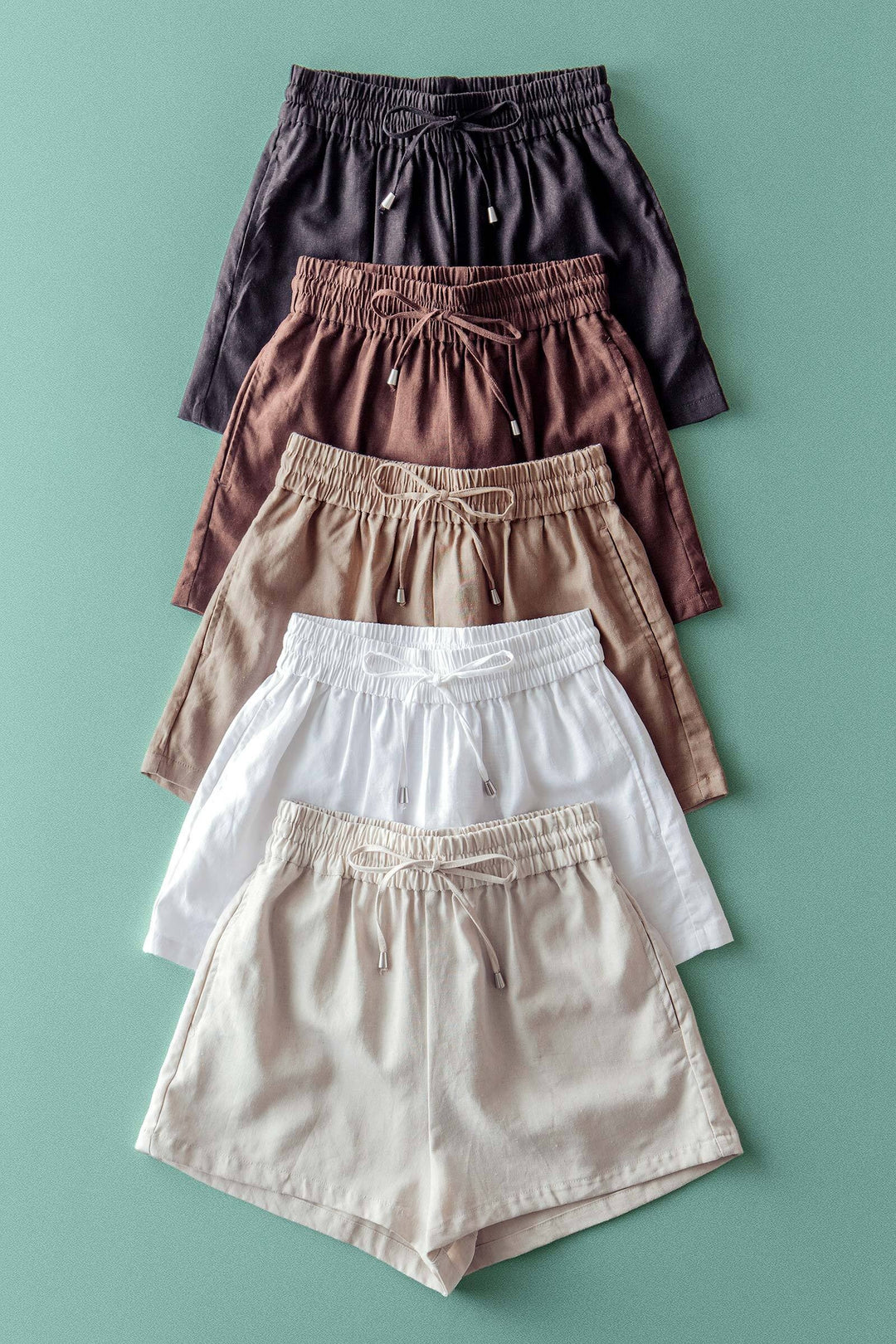 waist linen shorts - default