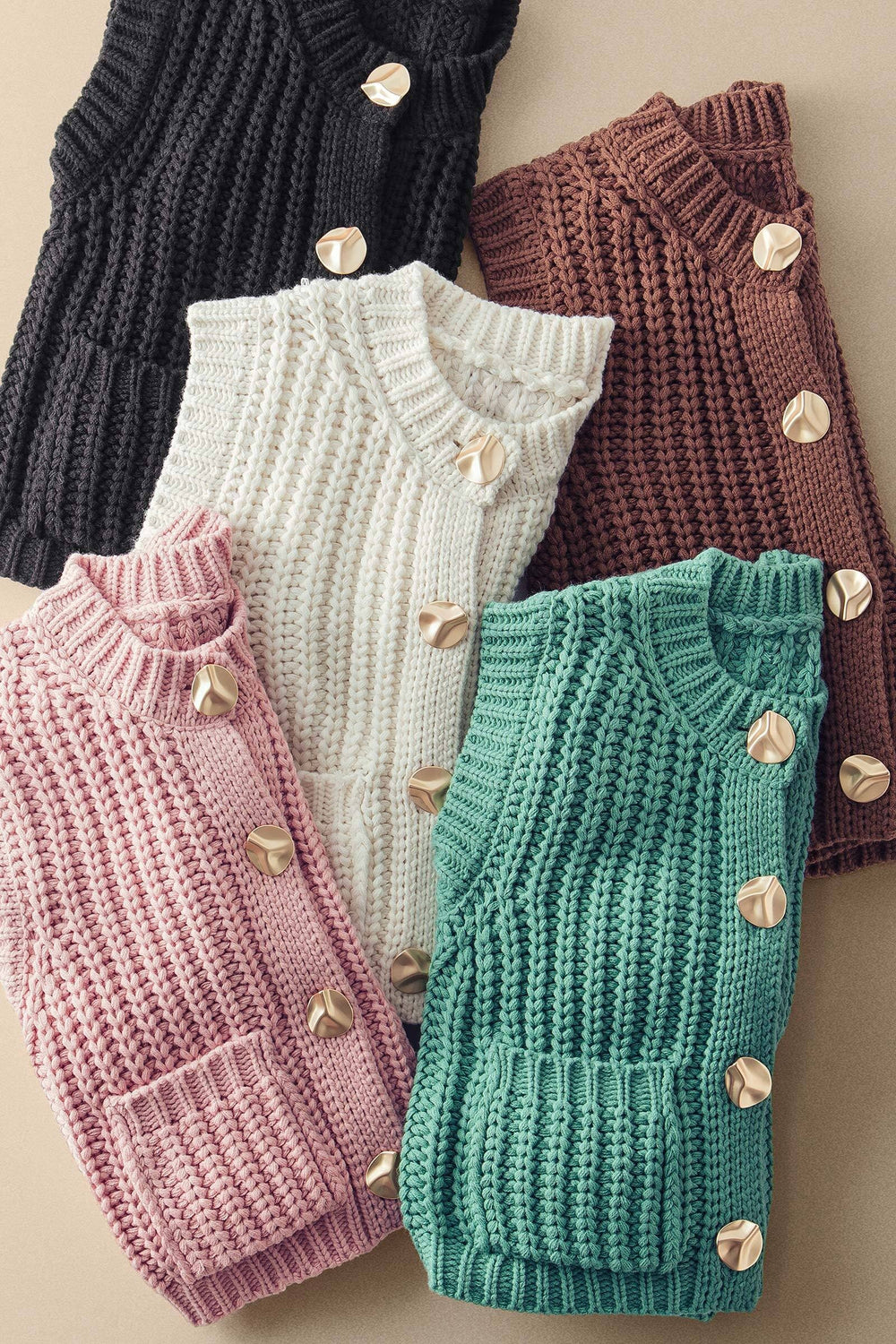 chunky knit button front sweater vest - default (additional view)