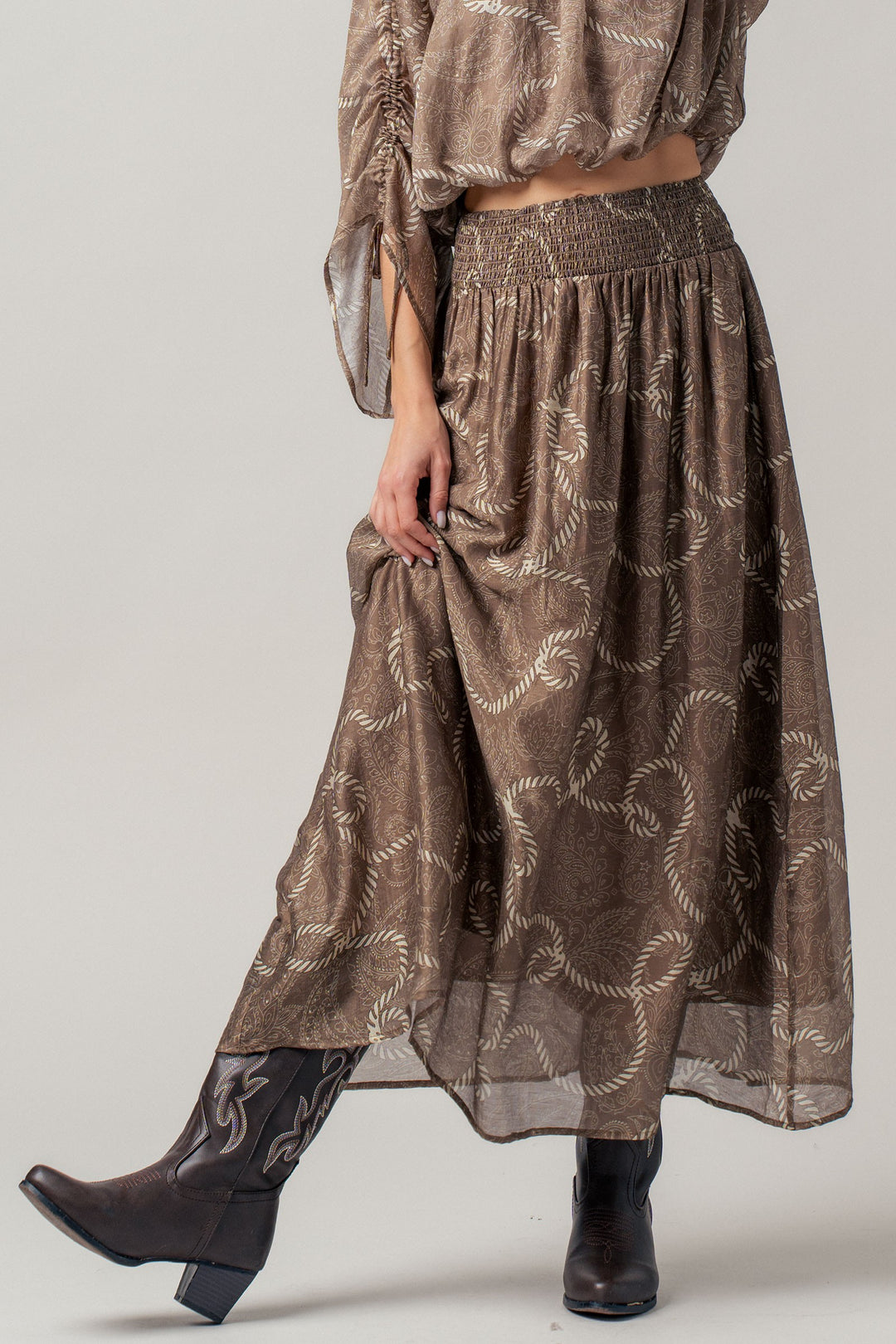 star cowgirl maxi skirt - mocha brown