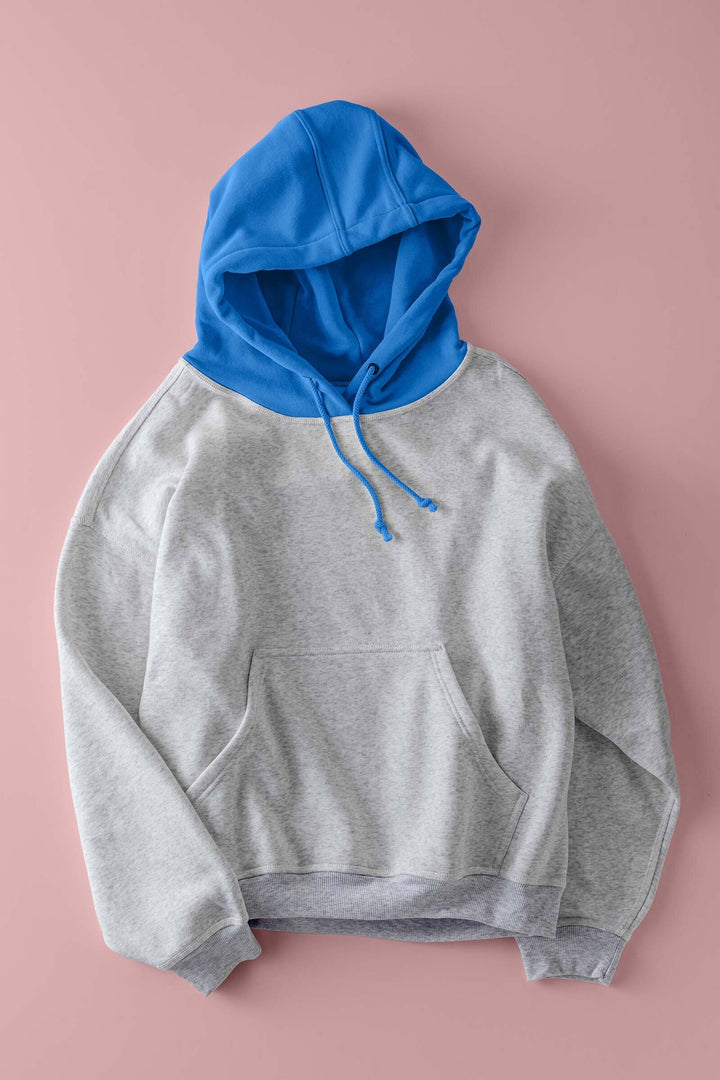 colorblock hood campus hoodie - blue (additional view)