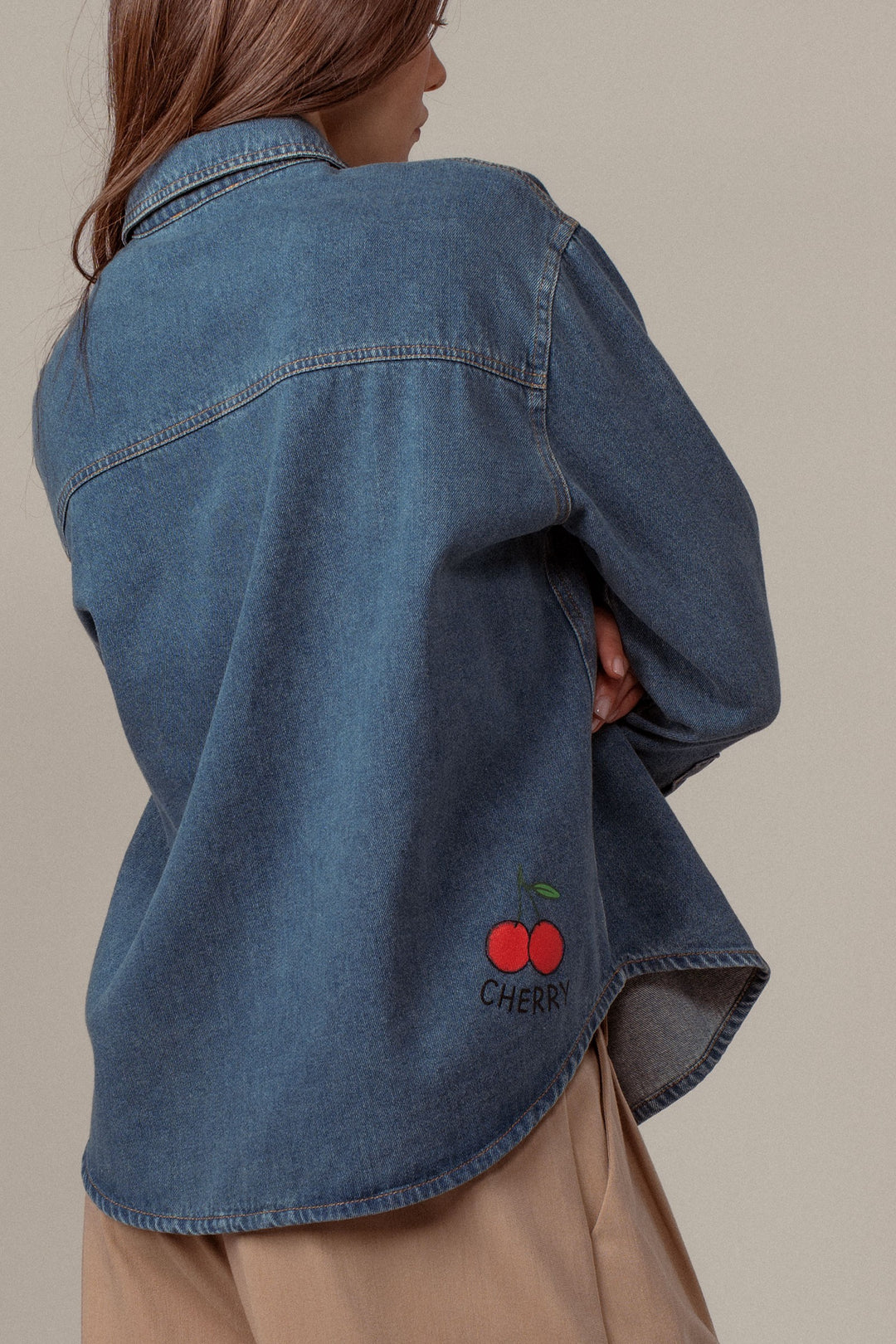 angeles forever denim button down shirt - denim