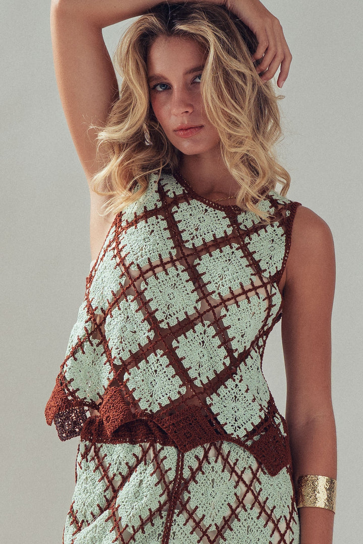 diamond shell top - mint brown (additional view)