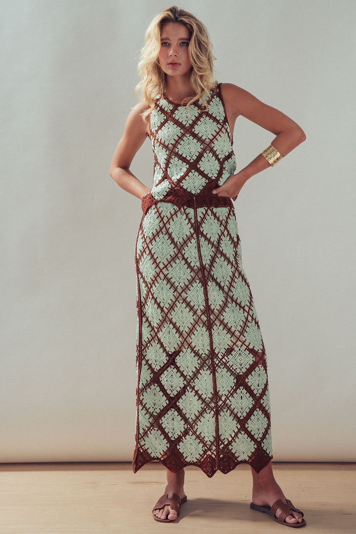 diamond shell top - mint brown (additional view)