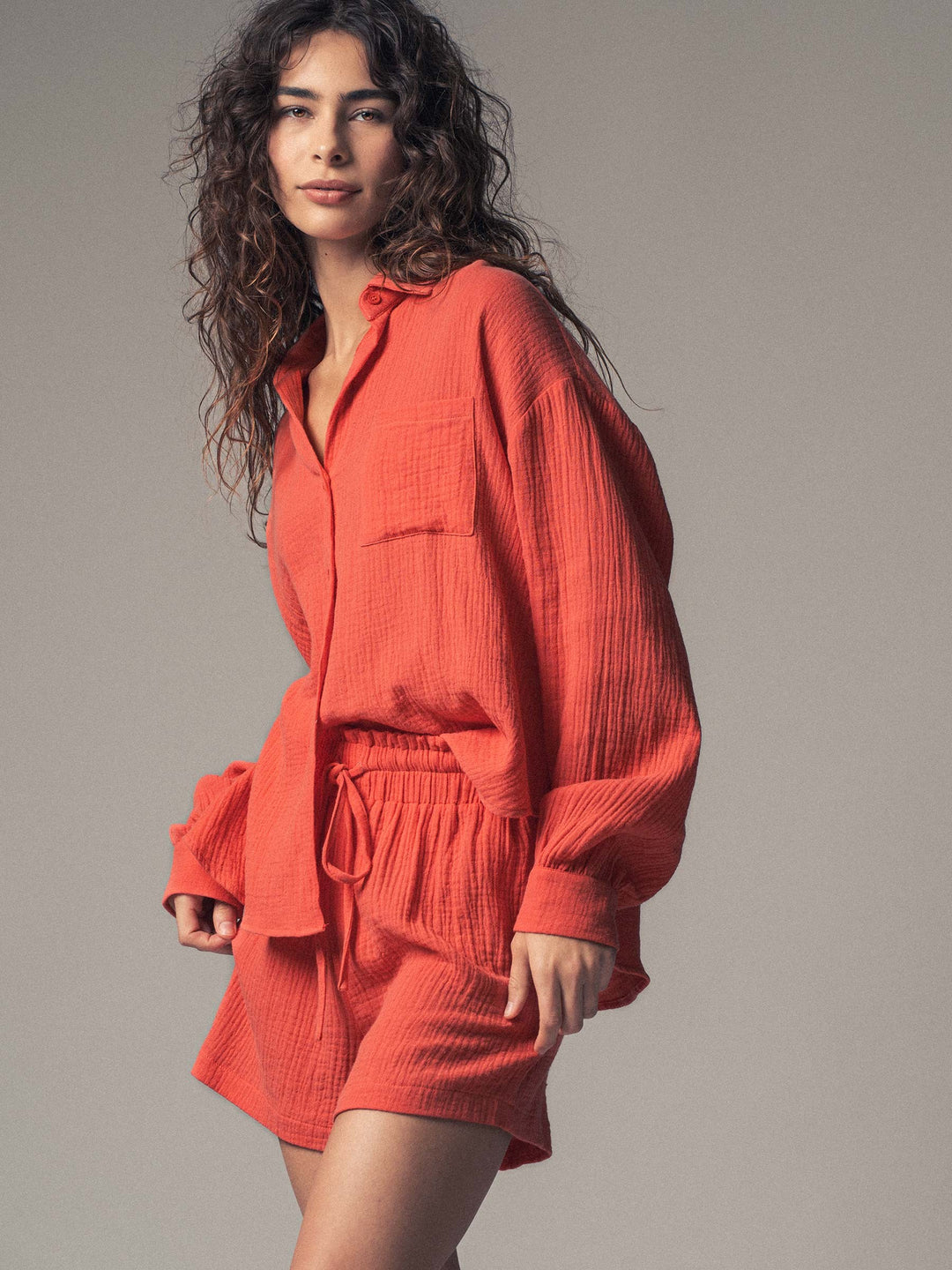 set coastal breeze cotton gauze set - coral (additional view)