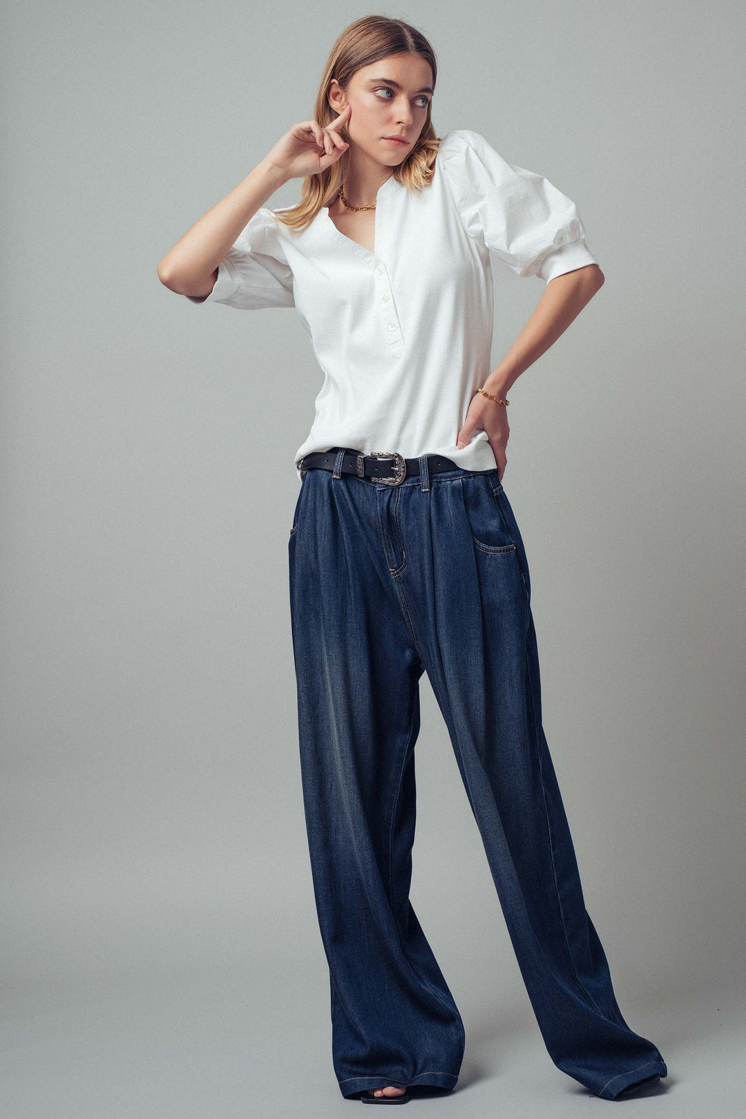 half sleeve puff blouse - ivory (additional view)
