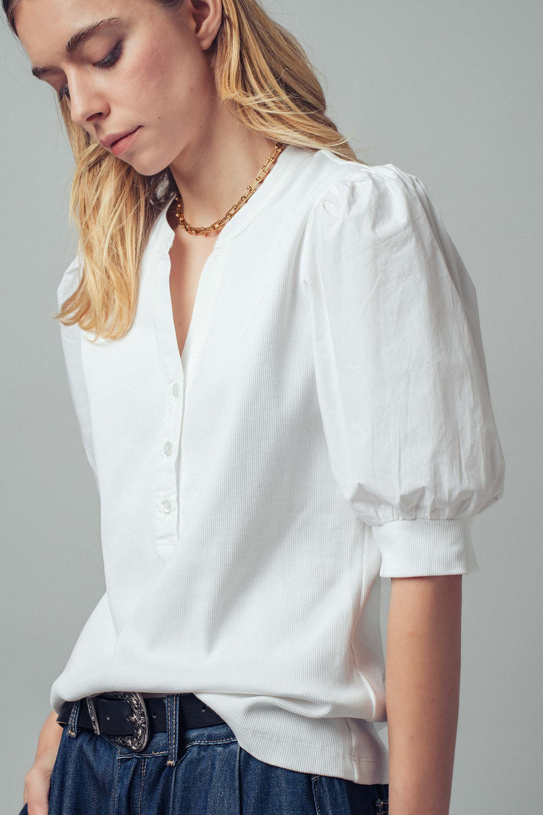 half sleeve puff blouse - ivory (additional view)
