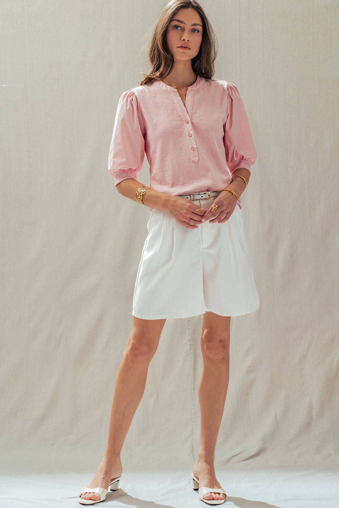 half sleeve puff blouse - pink (additional view)