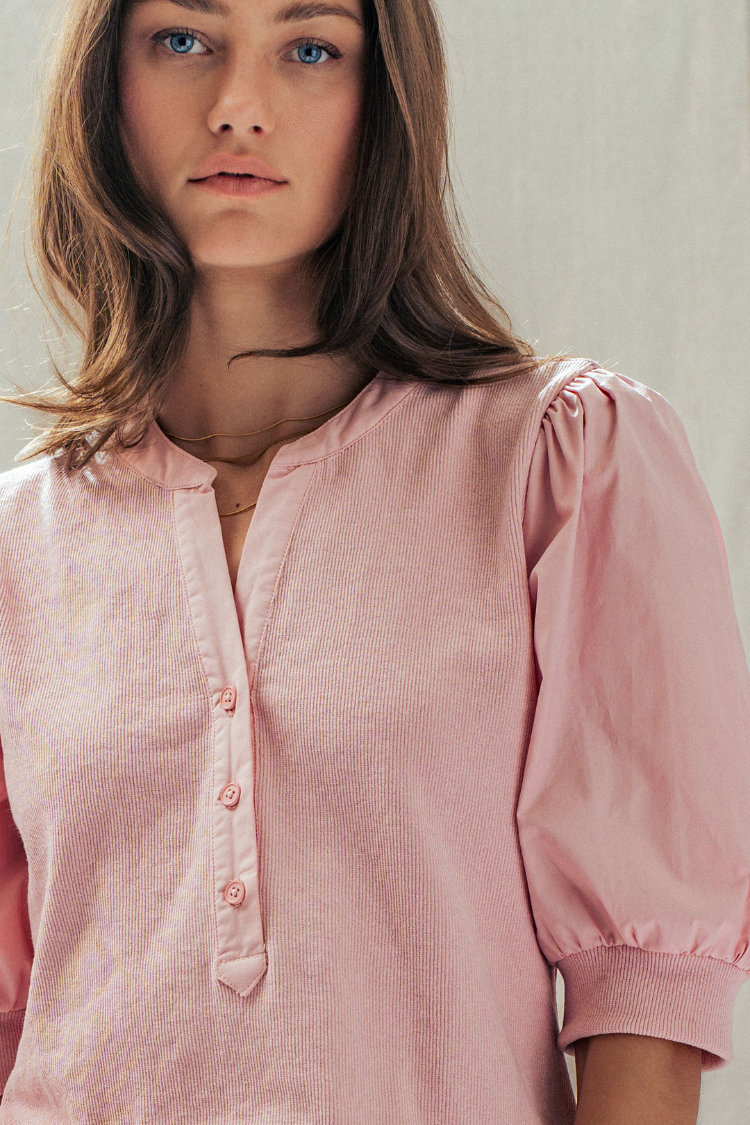 half sleeve puff blouse - pink (additional view)