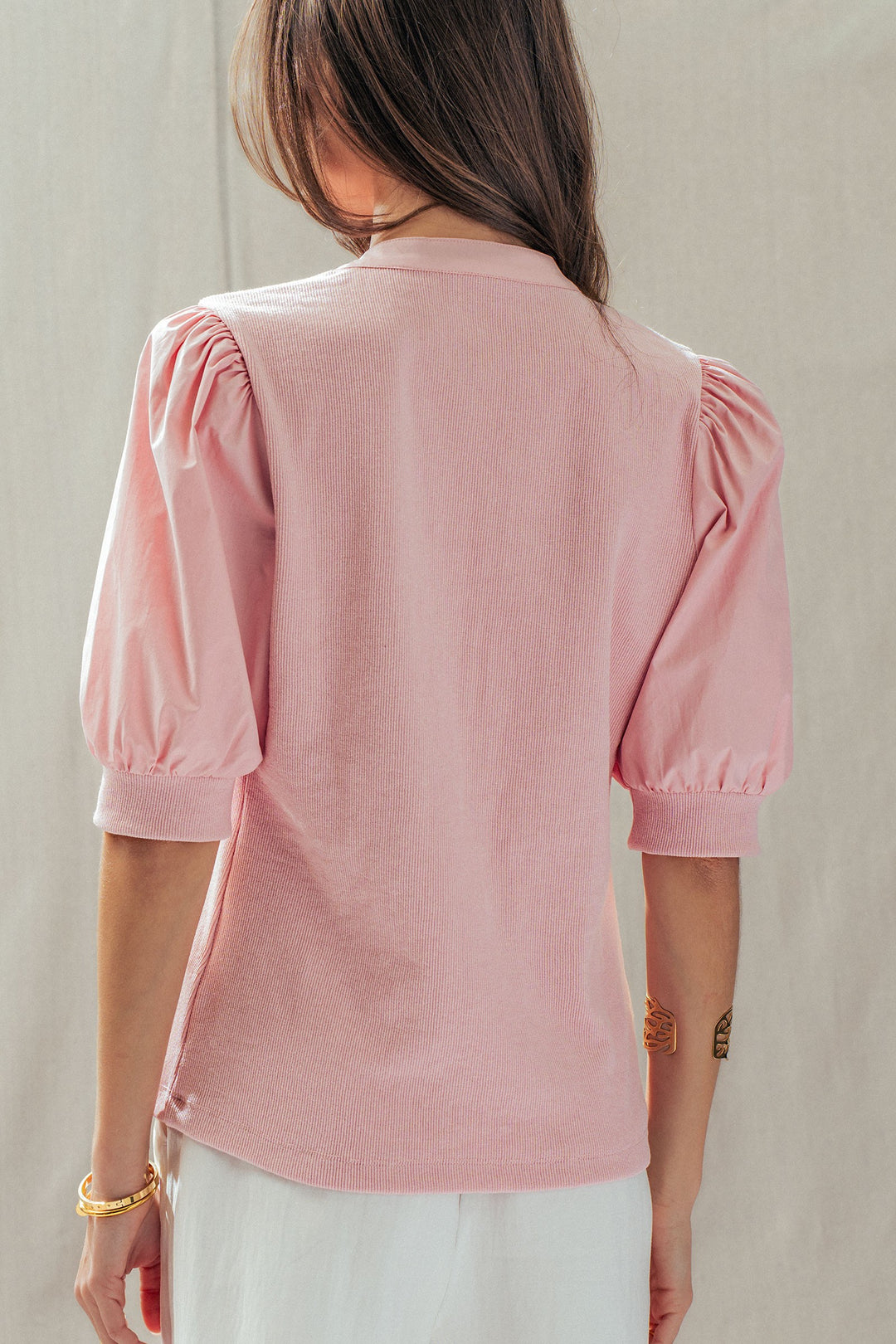 half sleeve puff blouse - pink (additional view)