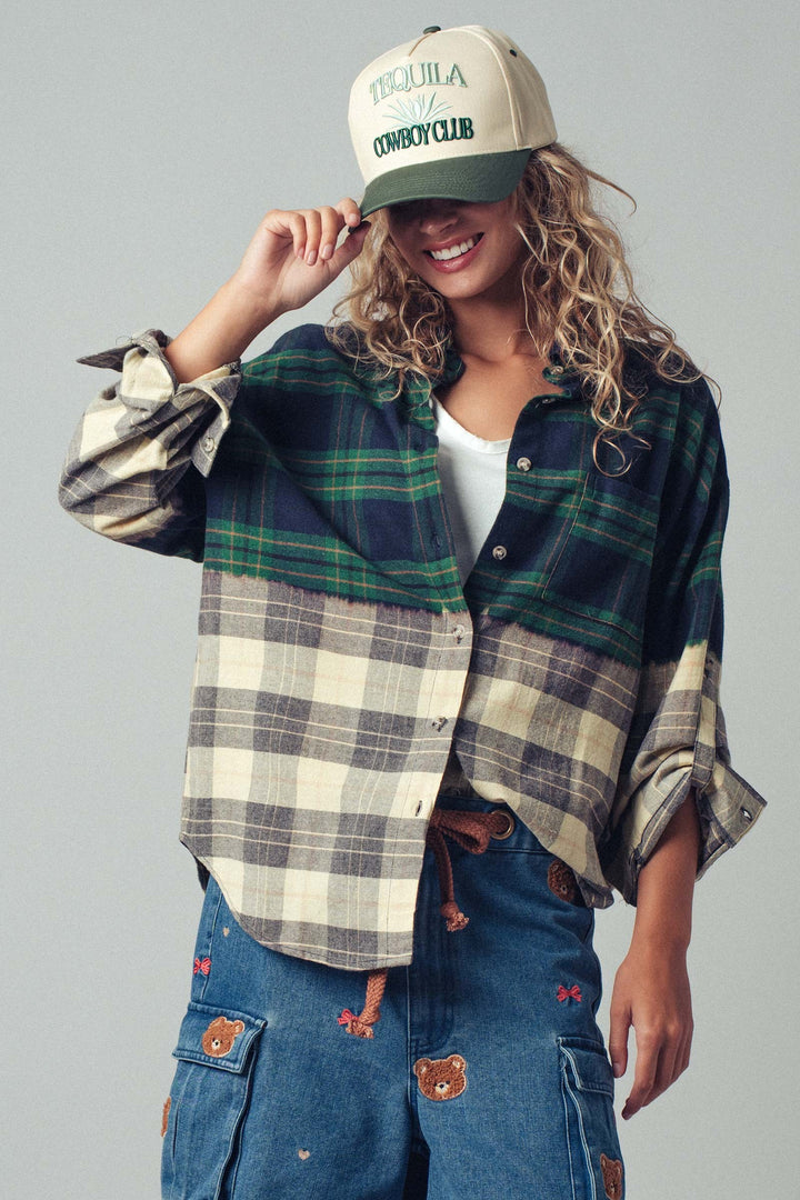 Half Gradient Flannel Shirt