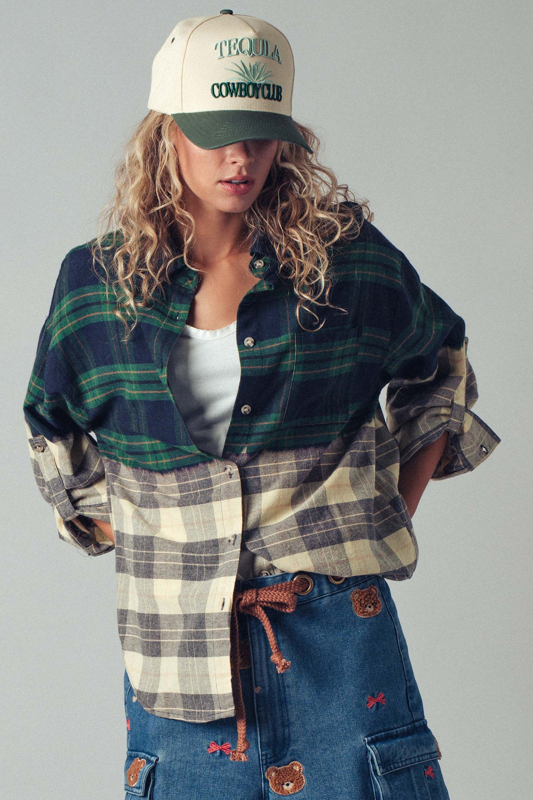 Half Gradient Flannel Shirt