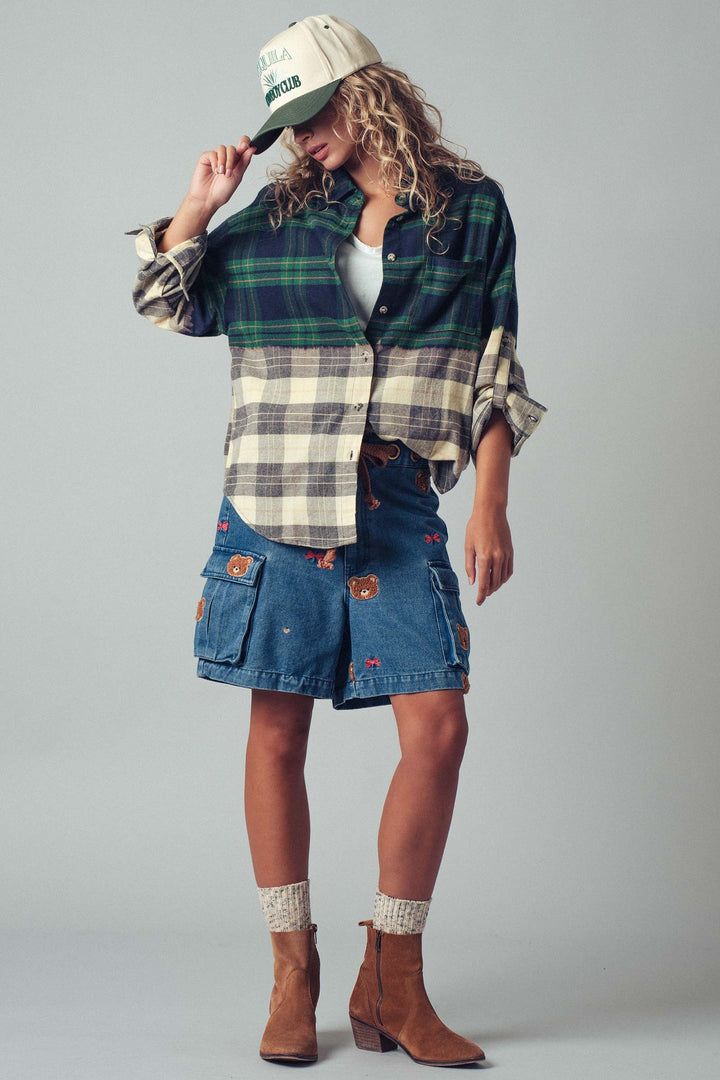 Half Gradient Flannel Shirt