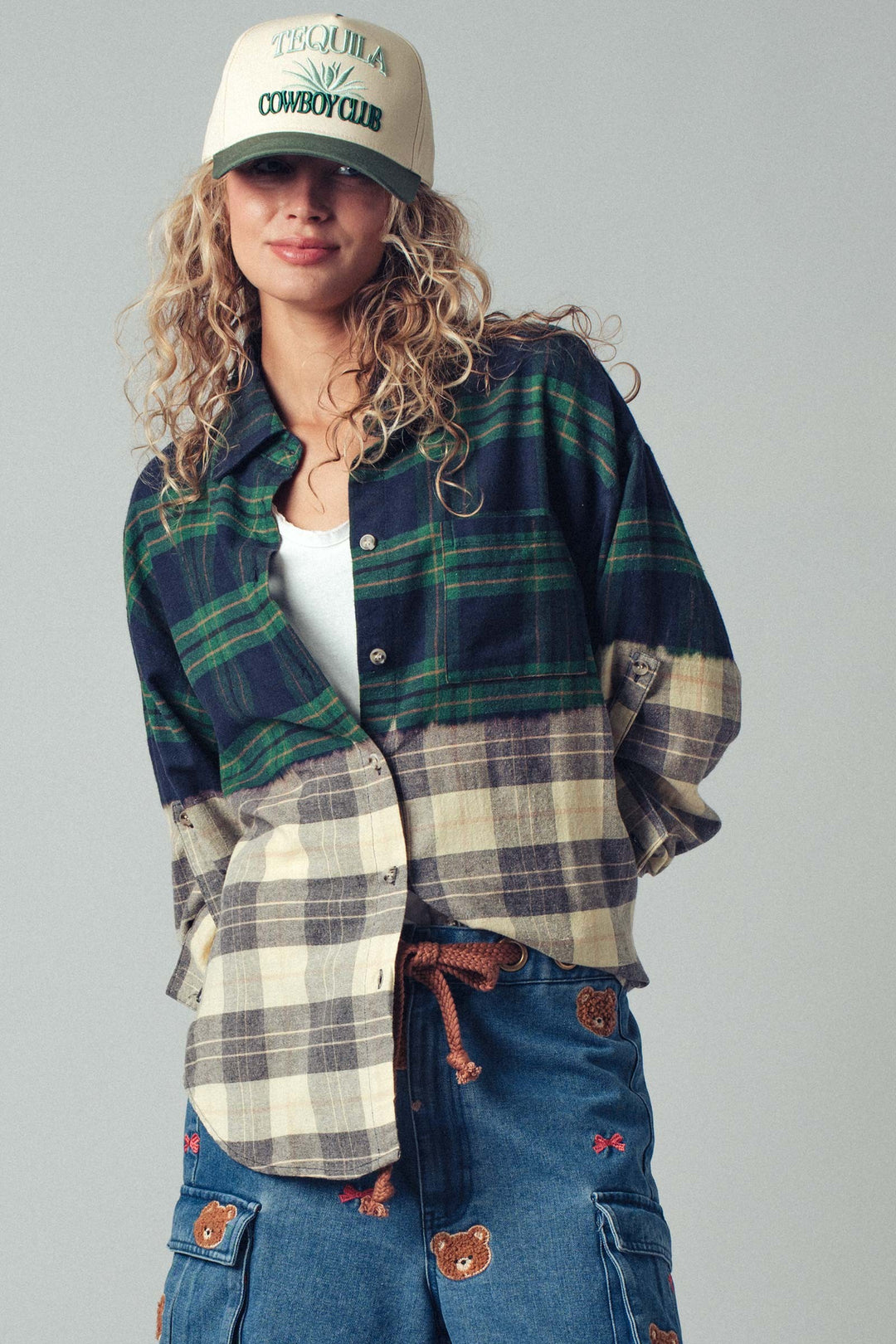 Half Gradient Flannel Shirt