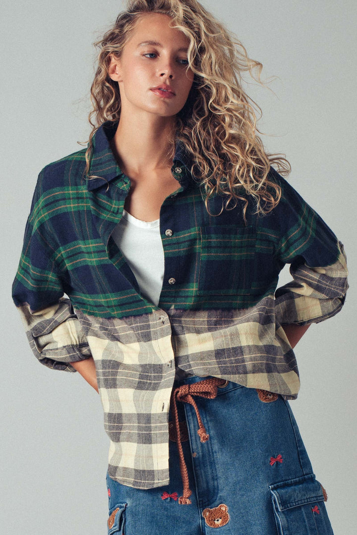 Half Gradient Flannel Shirt