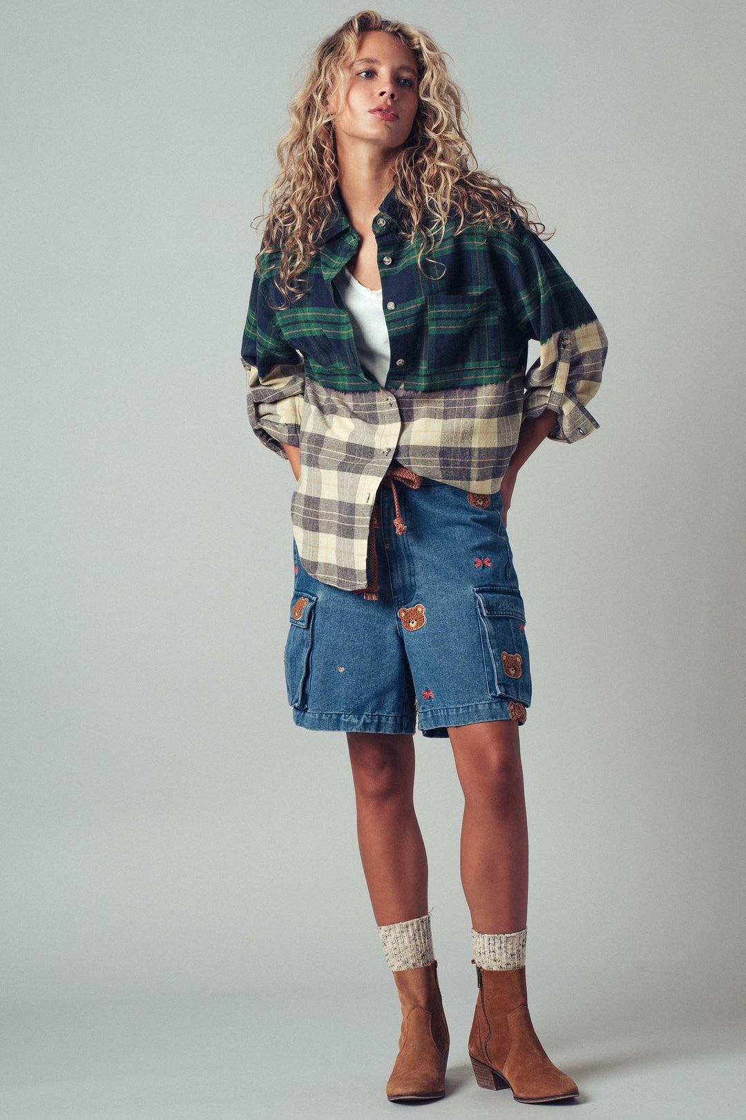 Half Gradient Flannel Shirt