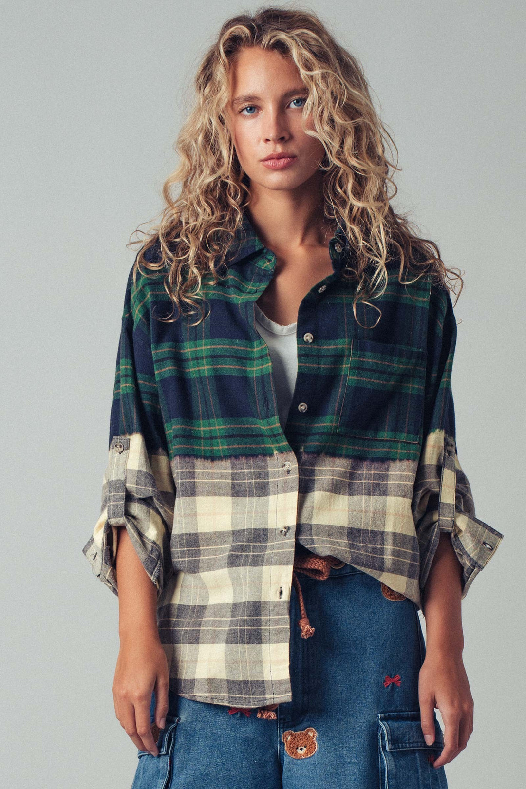 Half Gradient Flannel Shirt