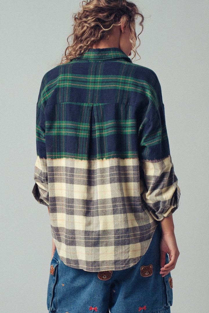 Half Gradient Flannel Shirt