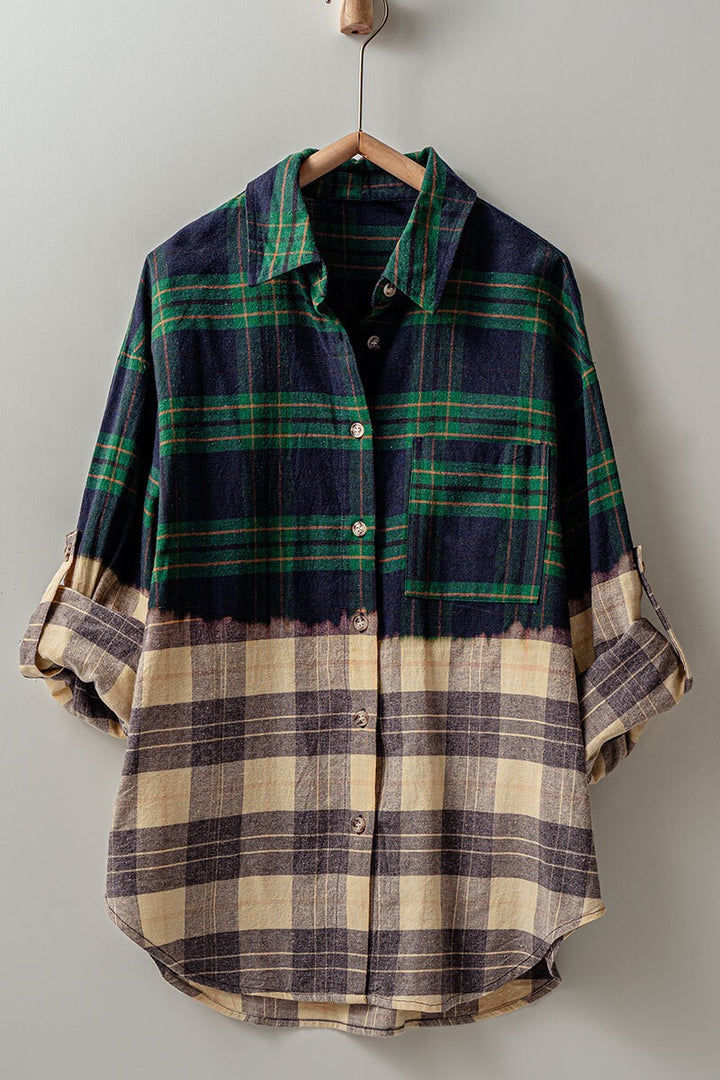 Half Gradient Flannel Shirt