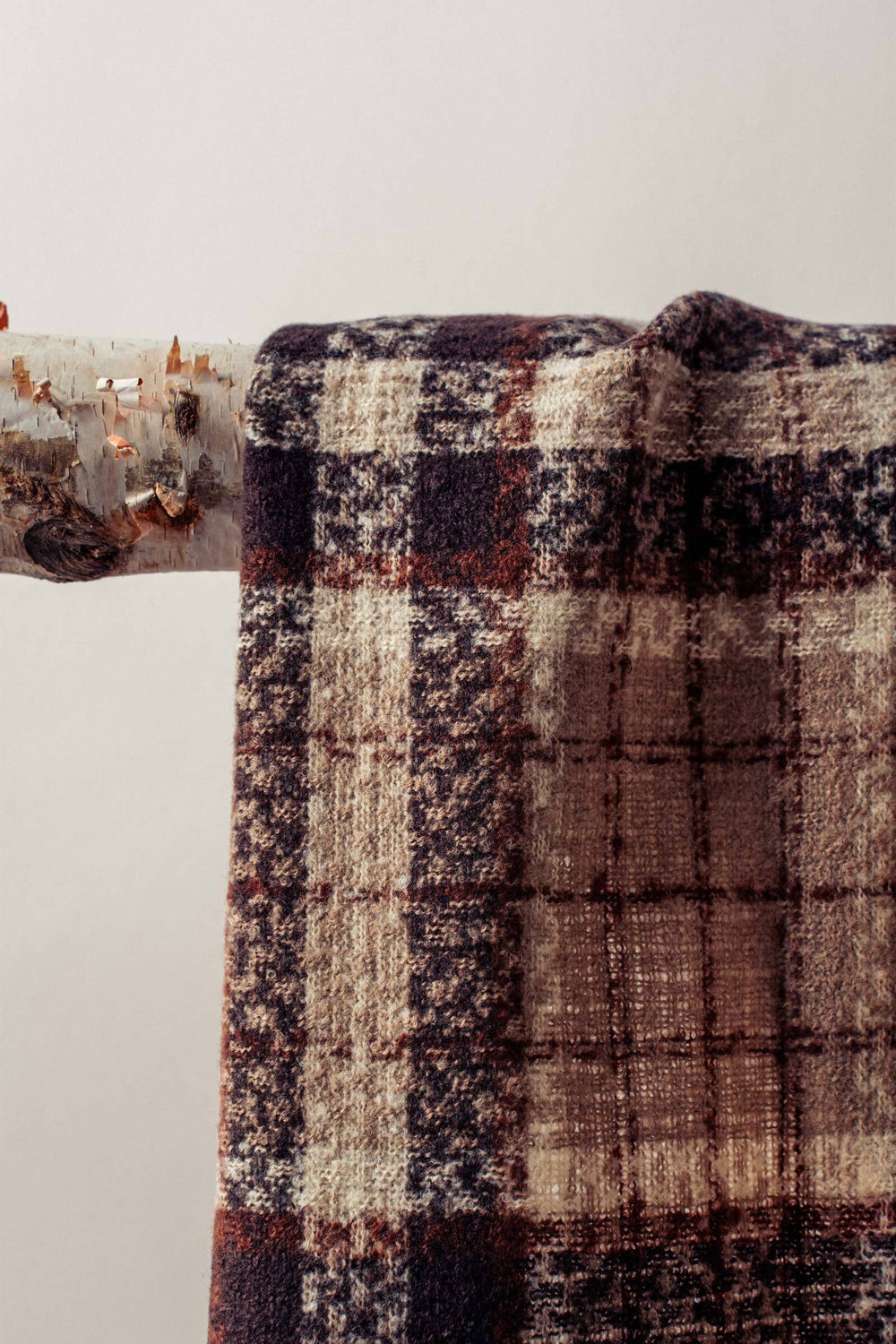 plaid fringe scarf - taupe (additional view)