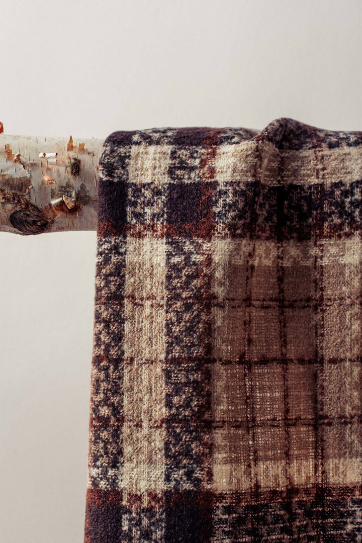 plaid fringe scarf - taupe (additional view)