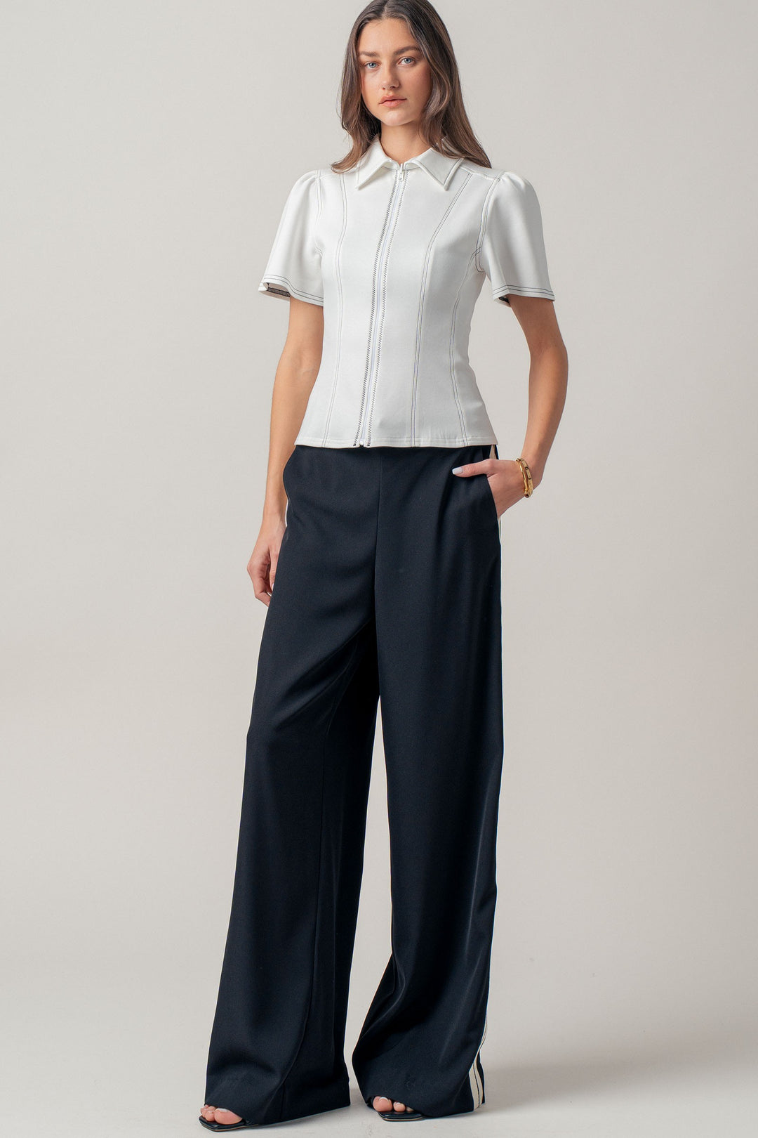 avenue zip blouse - ivory (additional view)