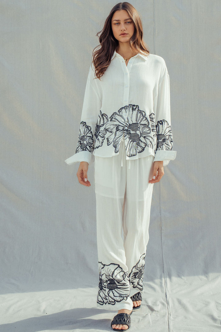 botanical sketch button down - white (additional view)