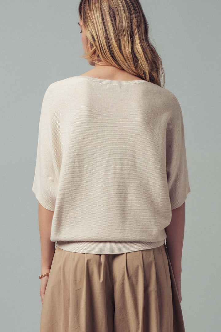 dolman short sleeve knit top - natural (additional view)