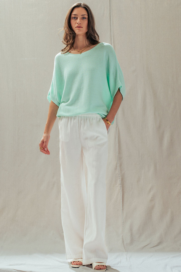 dolman short sleeve knit top - mint (additional view)